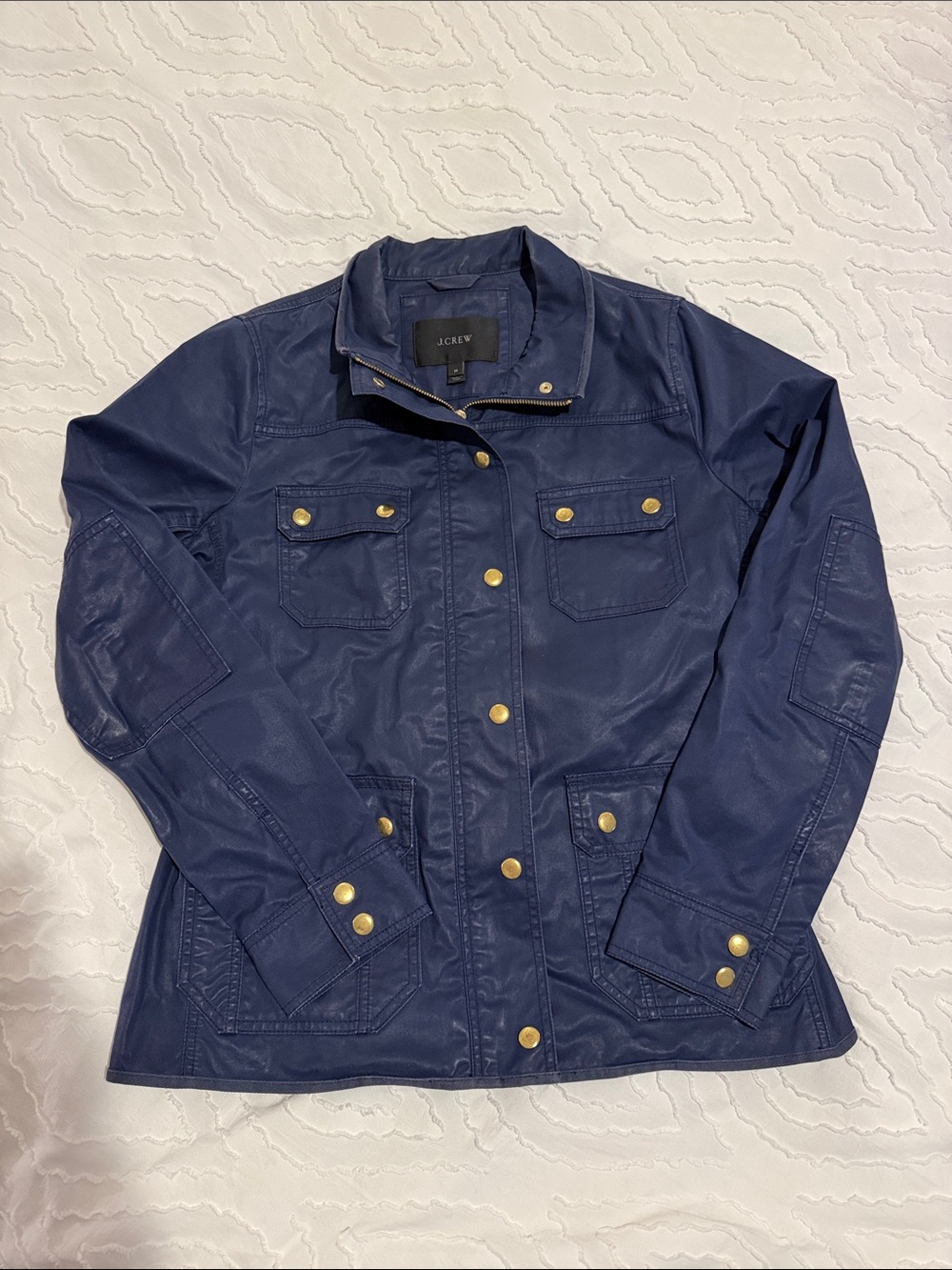 J. Crew Navy Utility Jacket with Gold Hardware